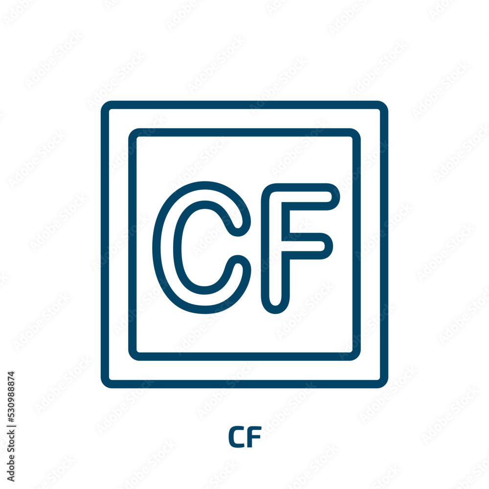 Poster cf icon from user interface collection. thin linear cf, business, alphabet outline icon isolated on 