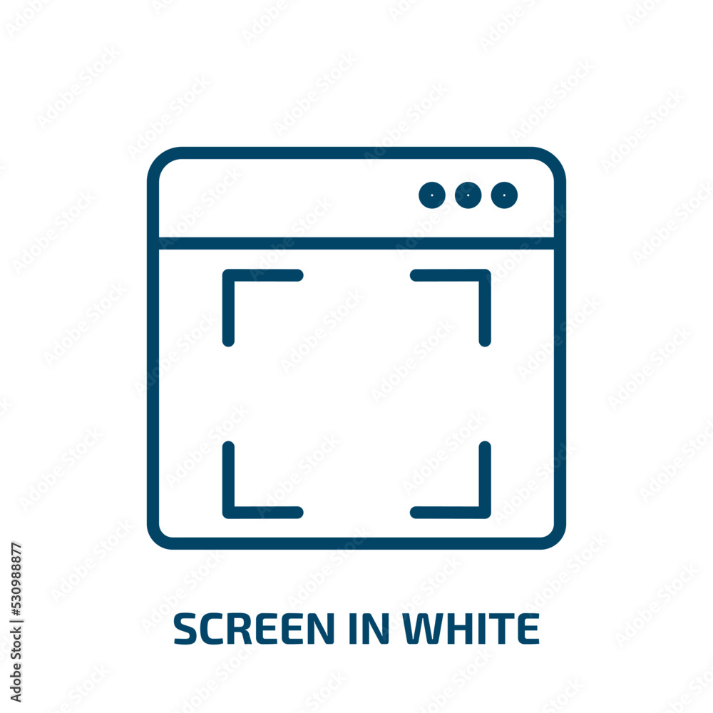 Poster screen in white icon from user interface collection. thin linear screen in white, screen, digital ou
