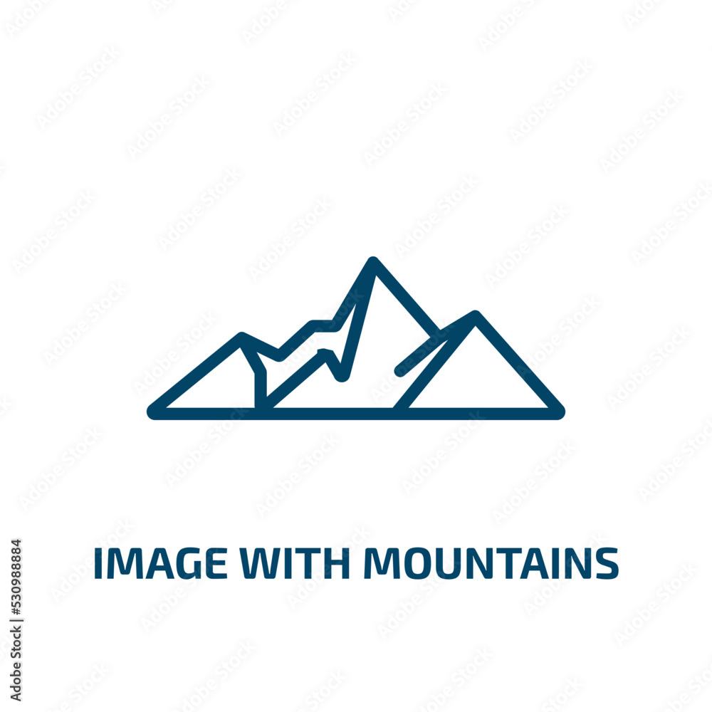 Poster image with mountains icon from user interface collection. thin linear image with mountains, mountain