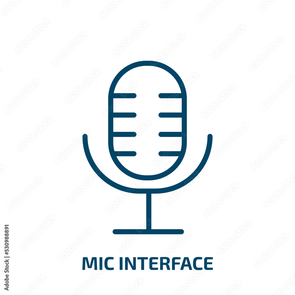 Poster mic interface icon from user interface collection. thin linear mic interface, mic, sound outline ico