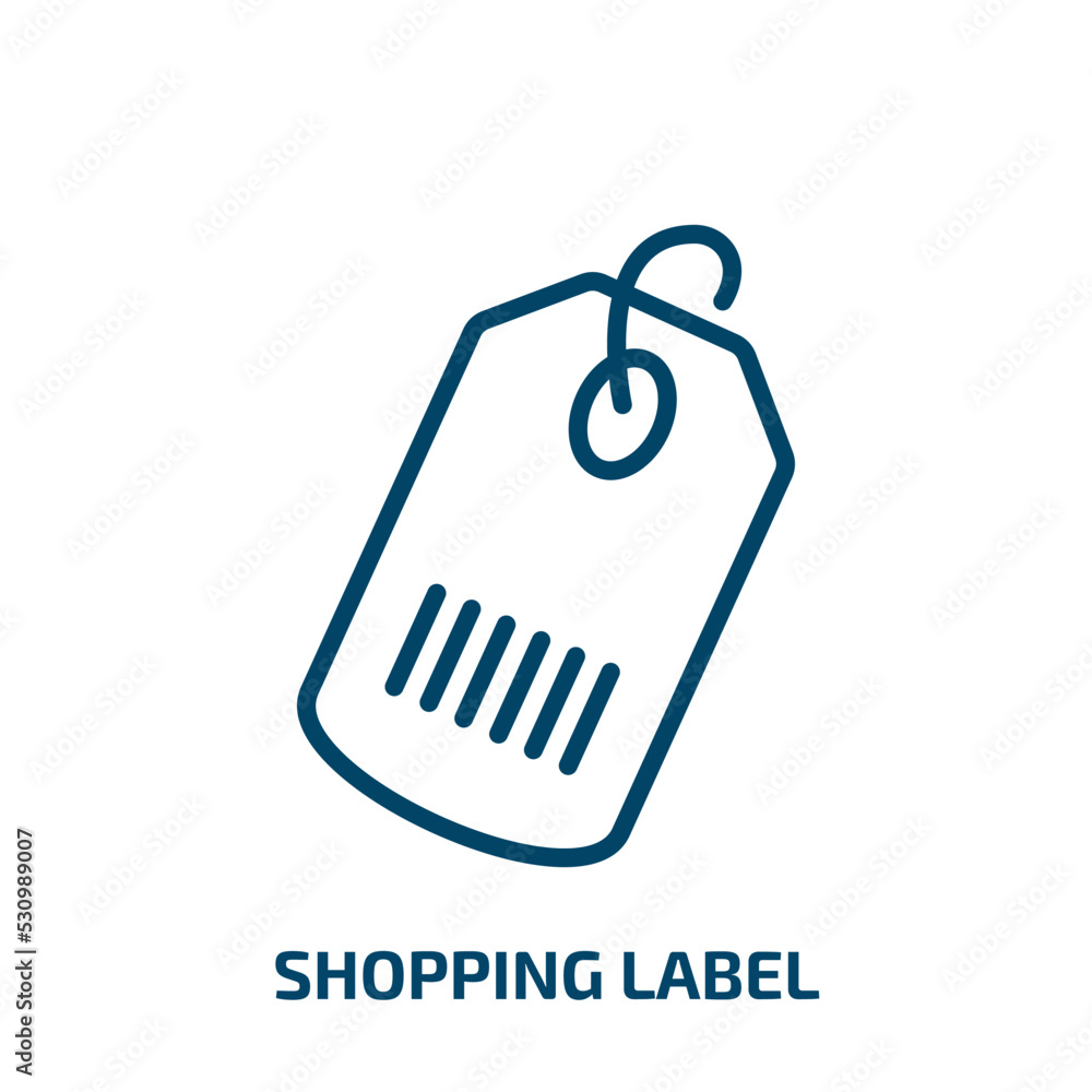 Poster shopping label icon from user interface collection. thin linear shopping label, shop, label outline 