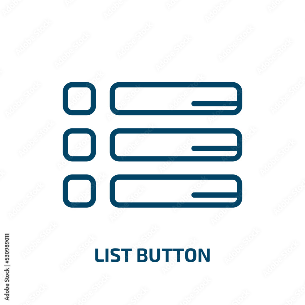 Poster list button icon from user interface collection. thin linear list button, button, list outline icon 