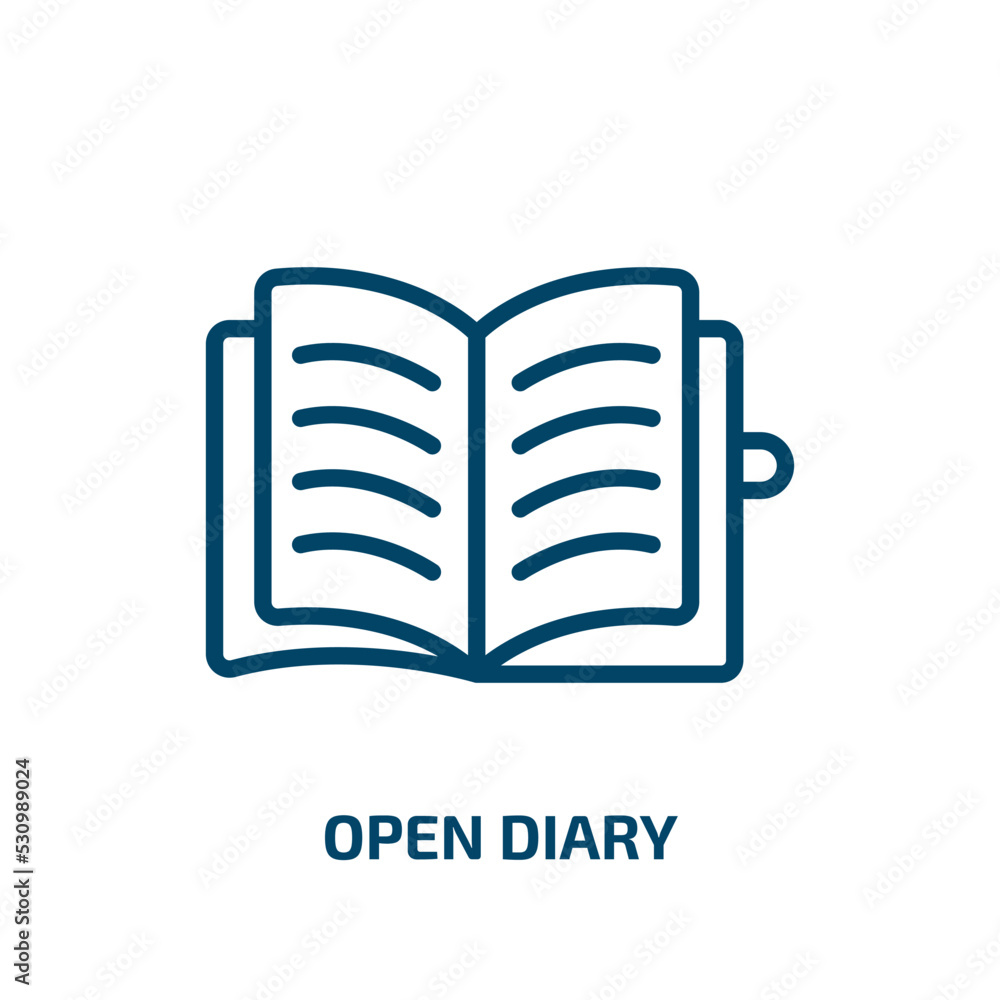 Poster open diary icon from user interface collection. thin linear open diary, diary, open outline icon iso