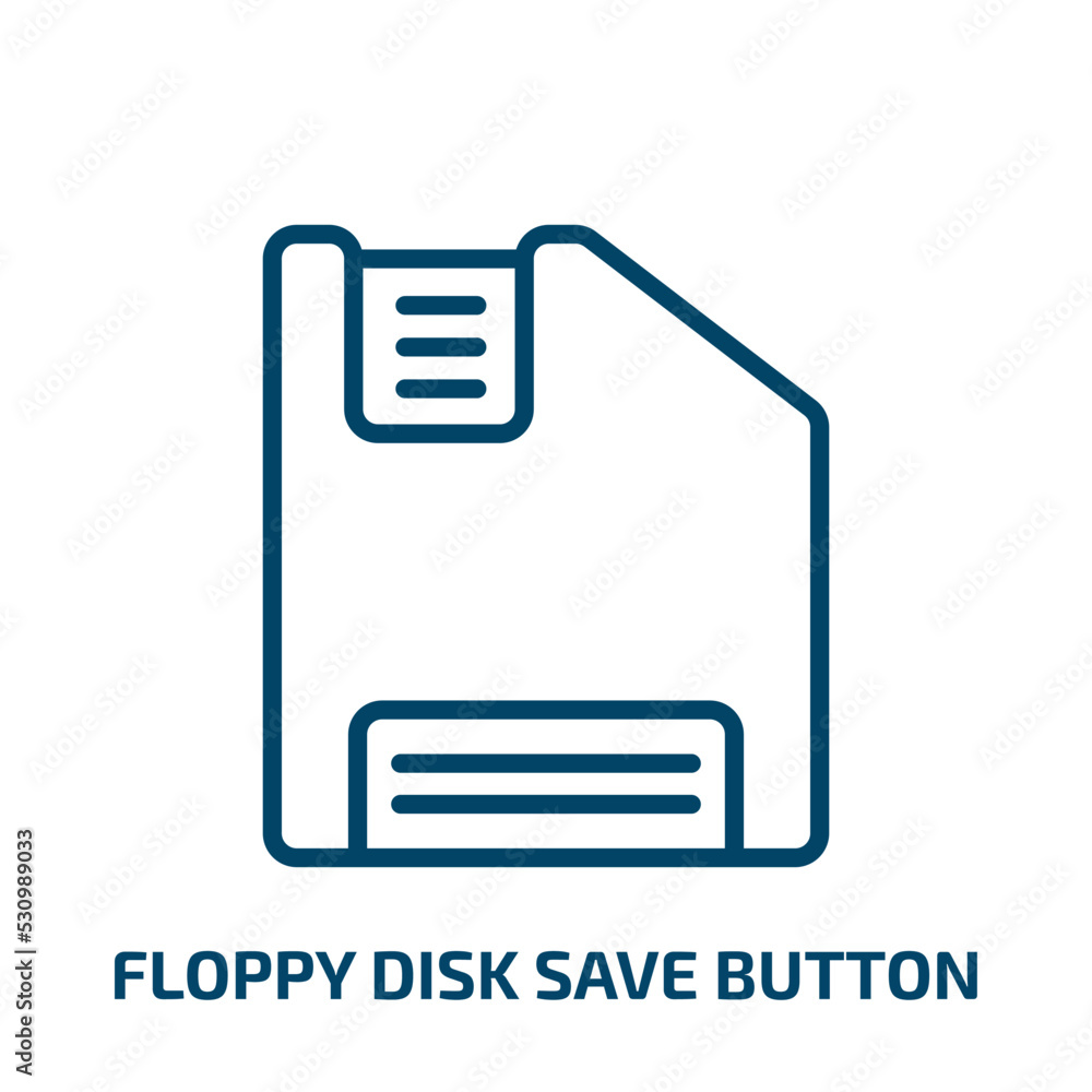 Poster floppy disk save button icon from user interface collection. thin linear floppy disk save button, di