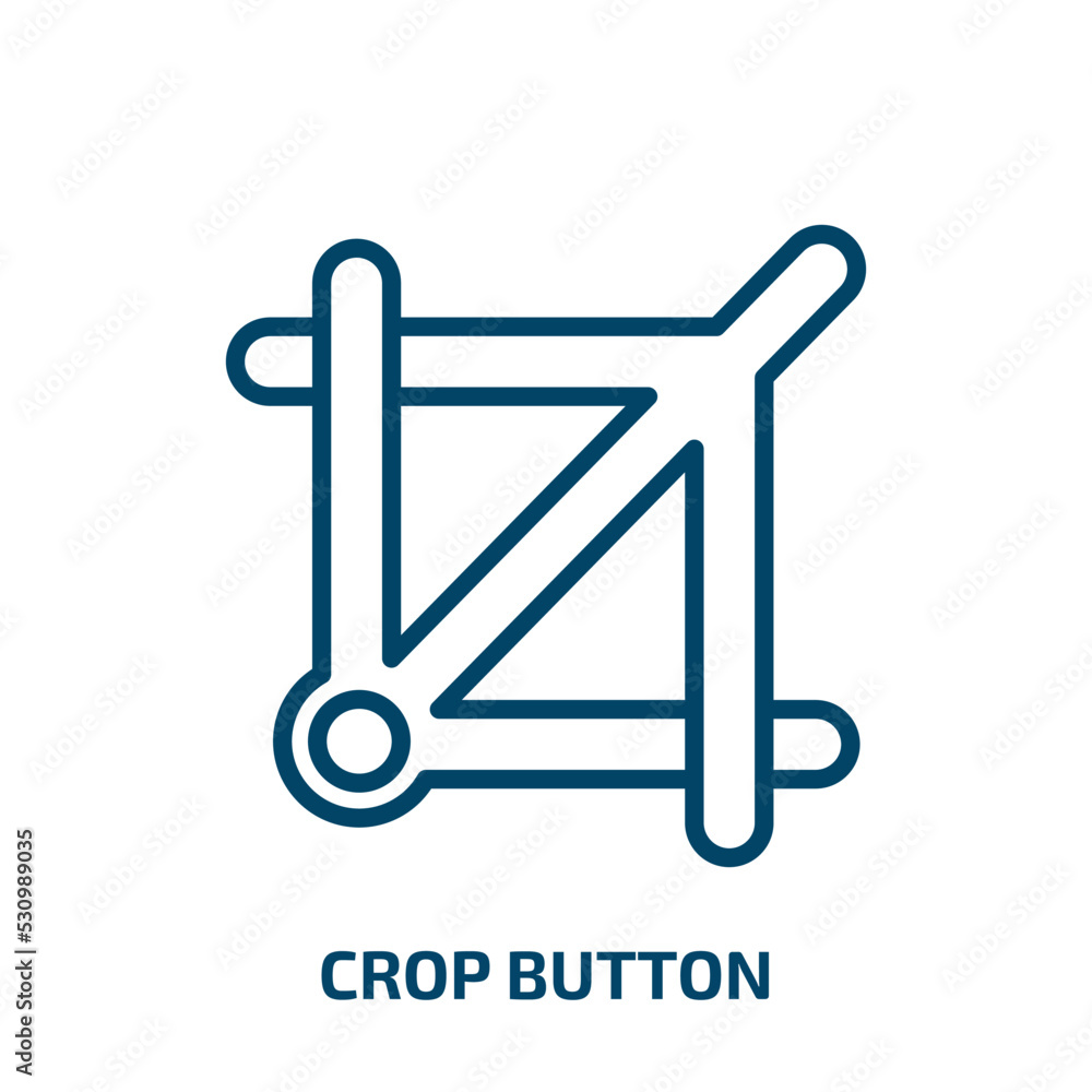 Poster crop button icon from user interface collection. thin linear crop button, crop, button outline icon 