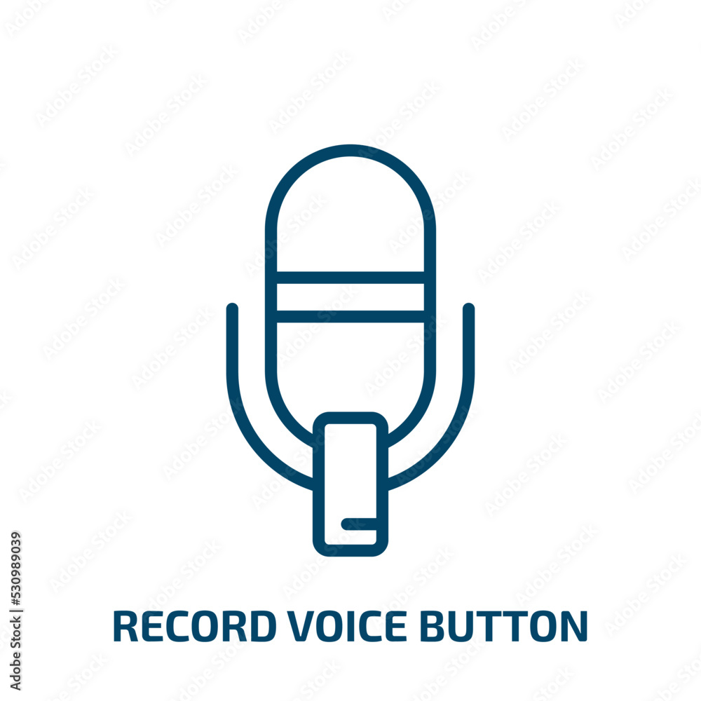 Poster record voice button icon from user interface collection. thin linear record voice button, voice, sou