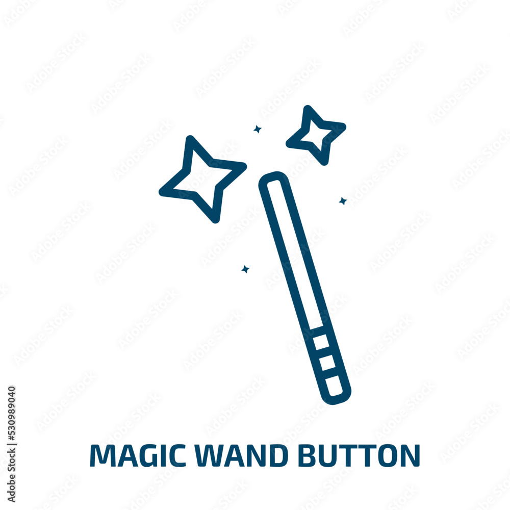 Poster magic wand button icon from user interface collection. thin linear magic wand button, button, magic 