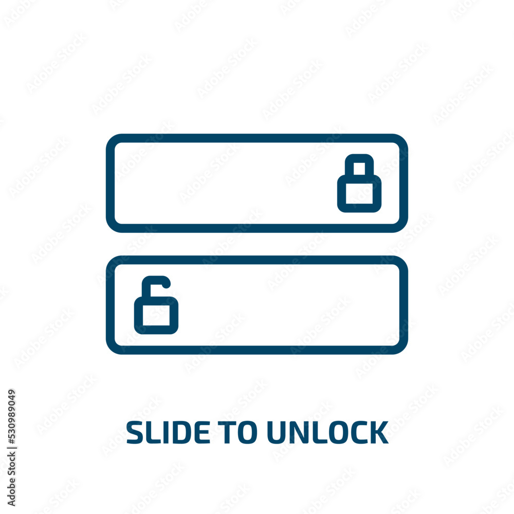 Poster slide to unlock icon from user interface collection. thin linear slide to unlock, slide, button outl