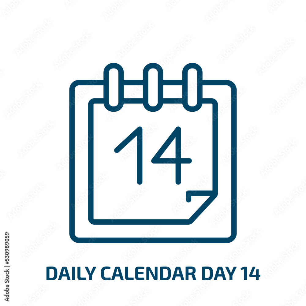 Poster daily calendar day 14 icon from user interface collection. thin linear daily calendar day 14, date, 