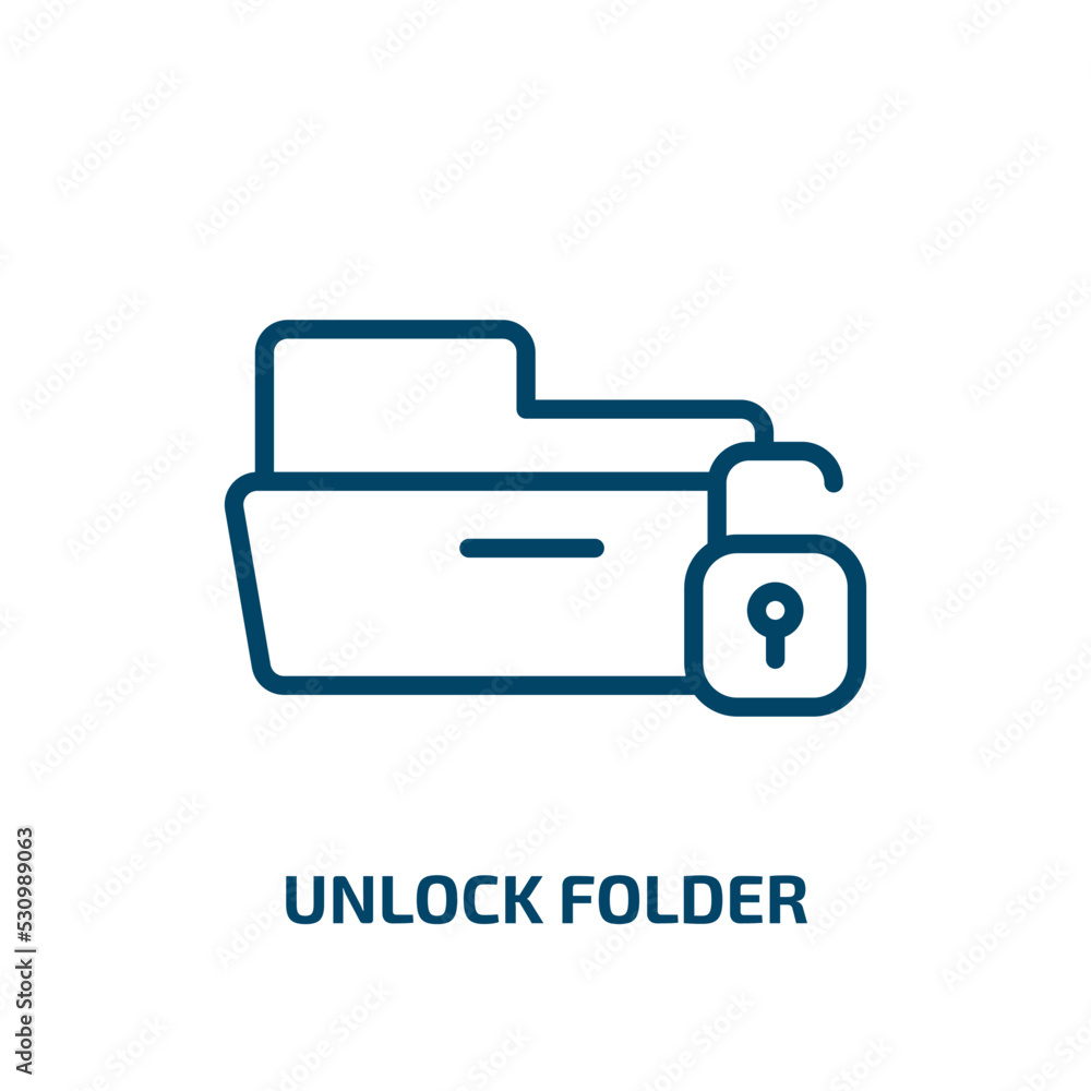 Poster unlock folder icon from user interface collection. thin linear unlock folder, folder, document outli