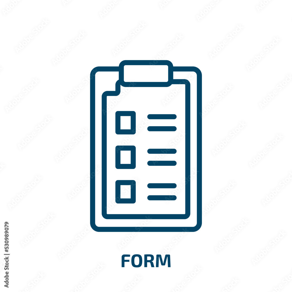 Poster form icon from user interface collection. thin linear form, internet, check outline icon isolated on