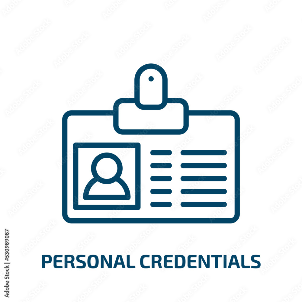 Poster personal credentials icon from user interface collection. thin linear personal credentials, personal