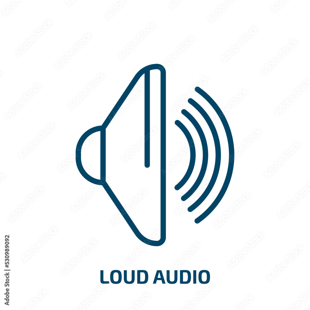 Poster loud audio icon from user interface collection. thin linear loud audio, voice, sound outline icon is