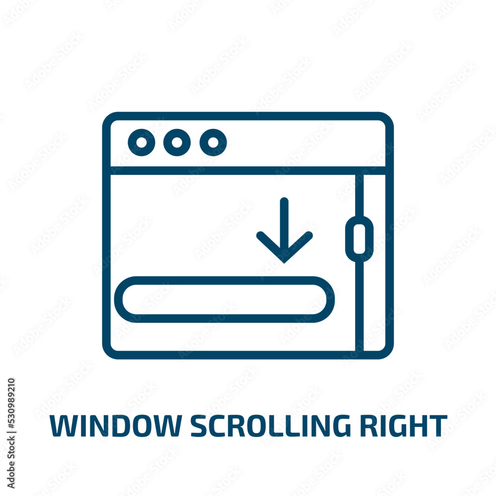 Poster window scrolling right icon from user interface collection. thin linear window scrolling right, arro