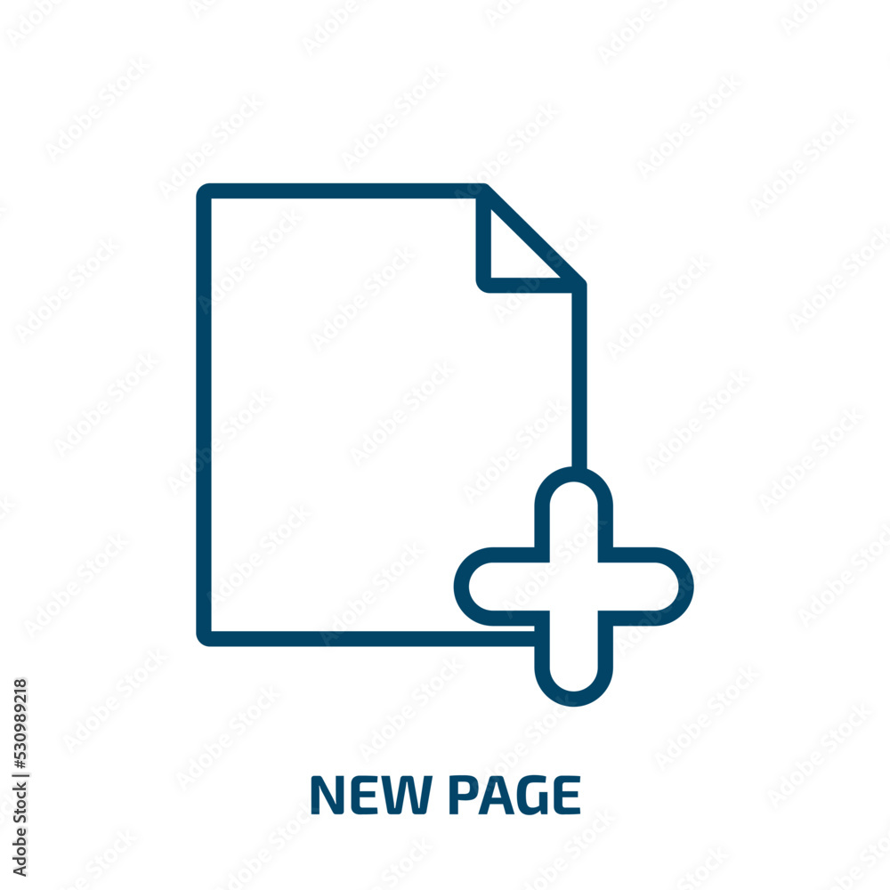 Poster new page icon from user interface collection. thin linear new page, new, page outline icon isolated 