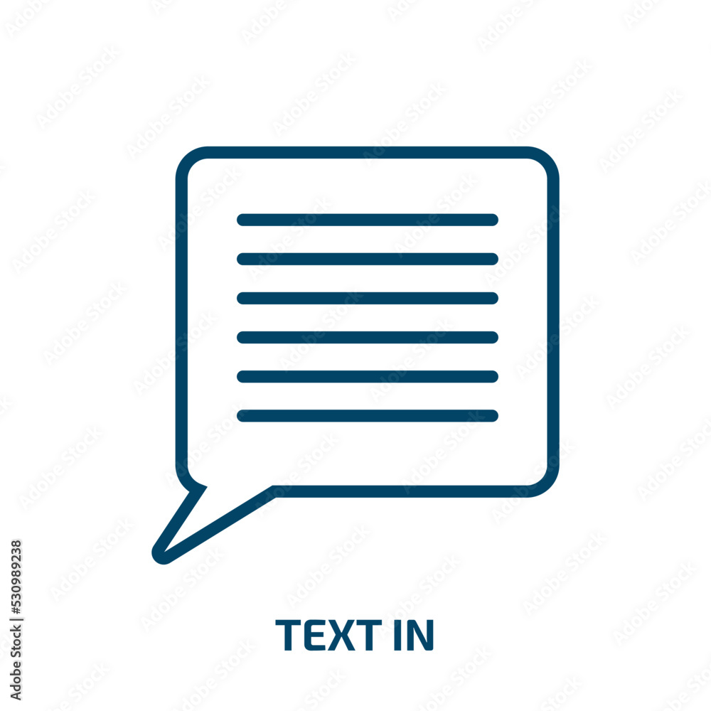 Poster text in icon from user interface collection. thin linear text in, text, business outline icon isolat