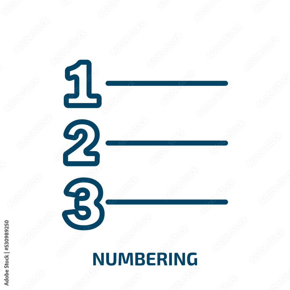 Poster numbering icon from user interface collection. thin linear numbering, number, business outline icon 