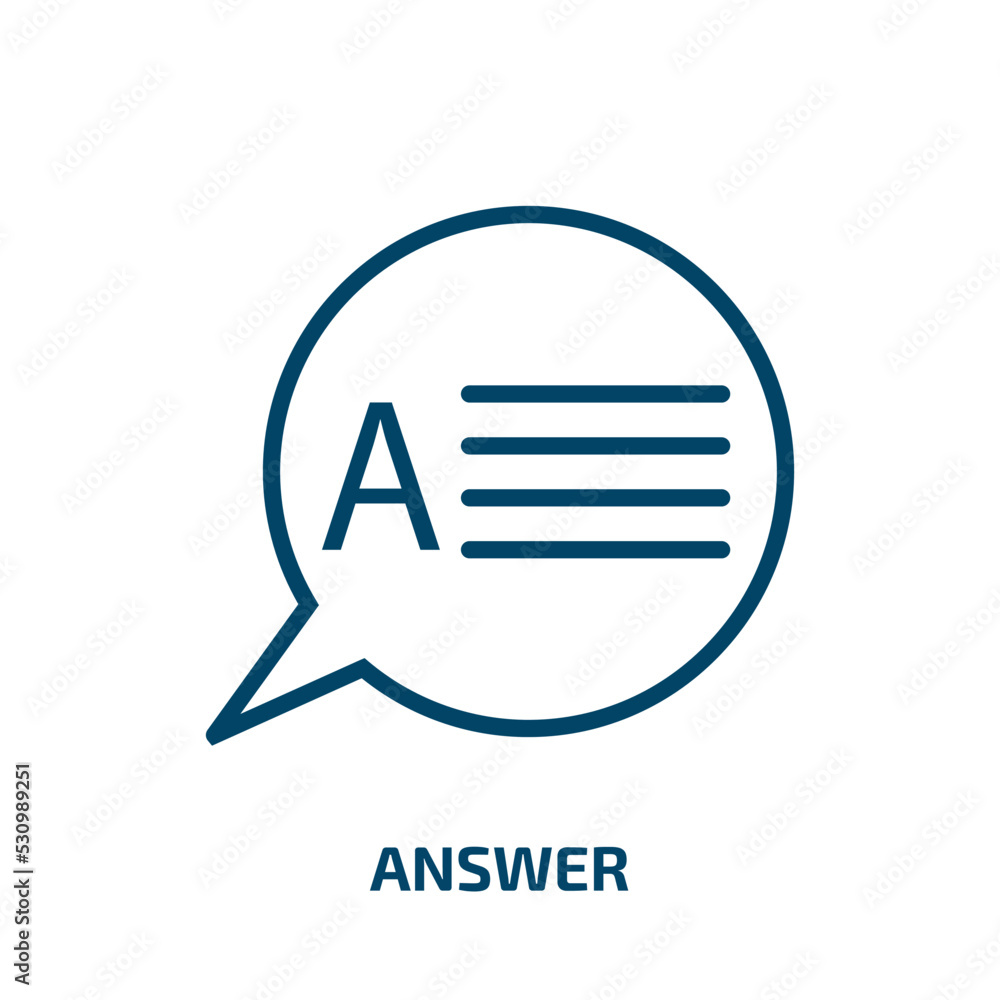 Poster answer icon from user interface collection. thin linear answer, contact, internet outline icon isola