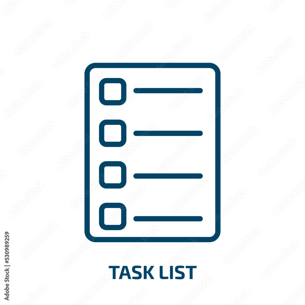 Poster task list icon from user interface collection. thin linear task list, clipboard, checklist outline i