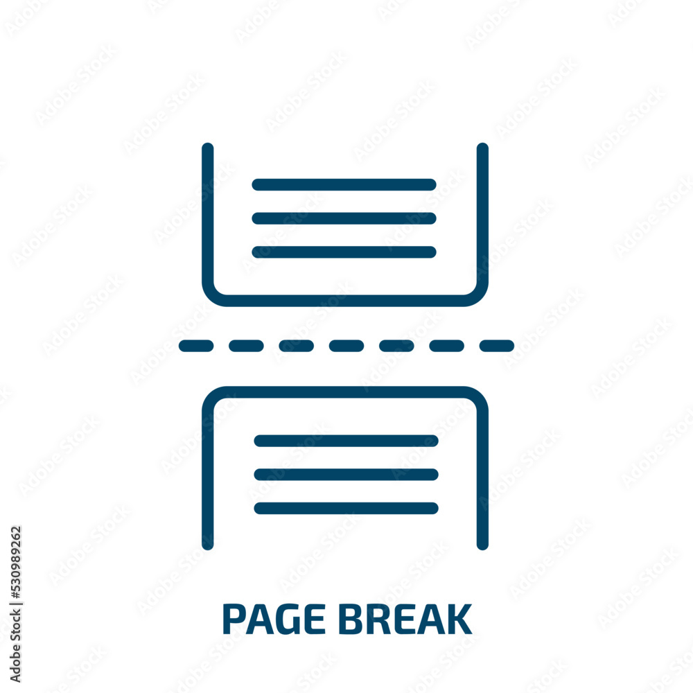 Poster page break icon from user interface collection. thin linear page break, page, cup outline icon isola