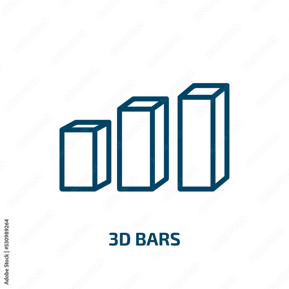 Poster 3d bars icon from user interface collection. Thin linear 3d bars, data, bar outline icon isolated on white background. Line vector 3d bars sign, symbol for web and mobile