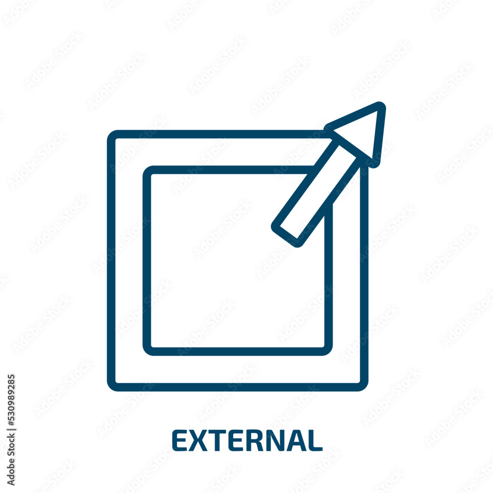 Poster external icon from user interface collection. thin linear external, data, stick outline icon isolate