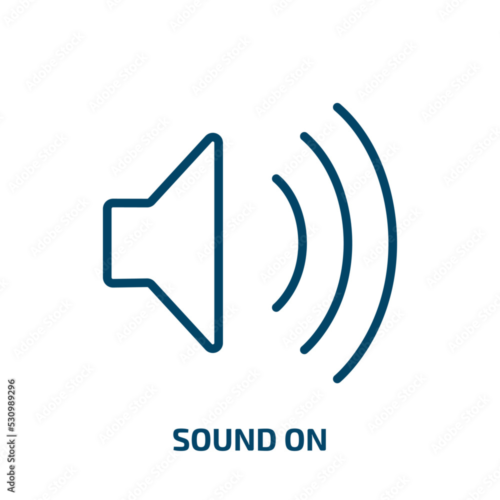 Poster sound on icon from user interface collection. thin linear sound on, voice, sound outline icon isolat