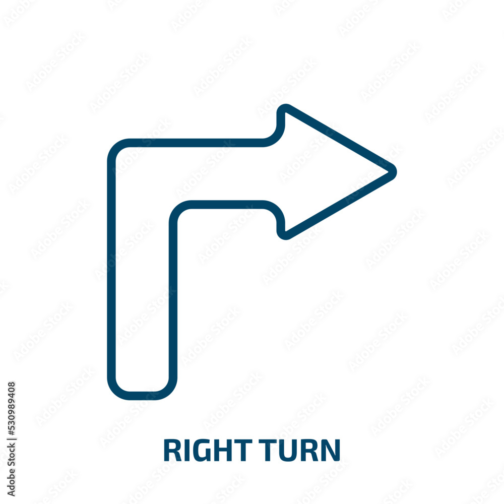 Poster right turn icon from user interface collection. thin linear right turn, right, arrow outline icon is