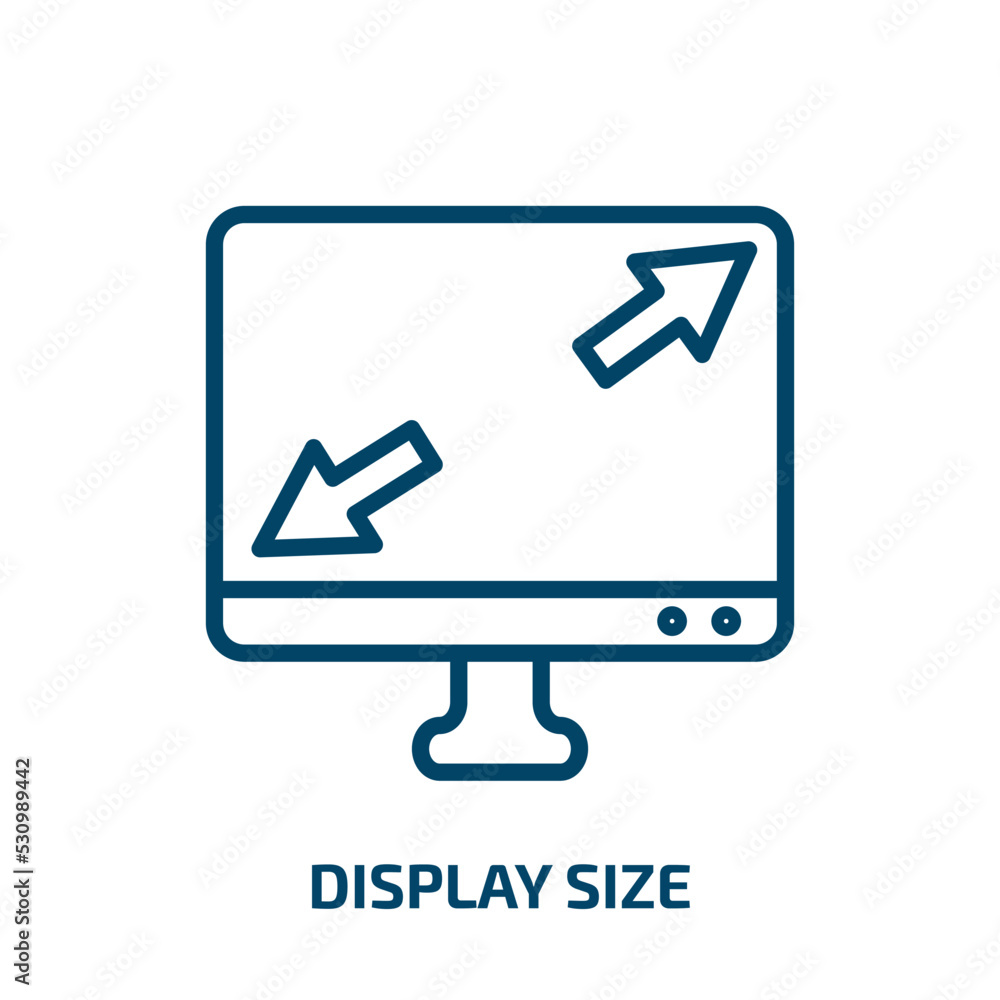 Poster display size icon from user interface collection. thin linear display size, rotate, sound outline ic