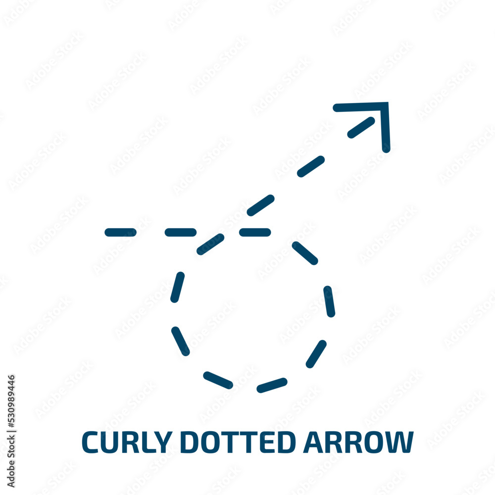 Poster curly dotted arrow icon from user interface collection. thin linear curly dotted arrow, arrow, wave 