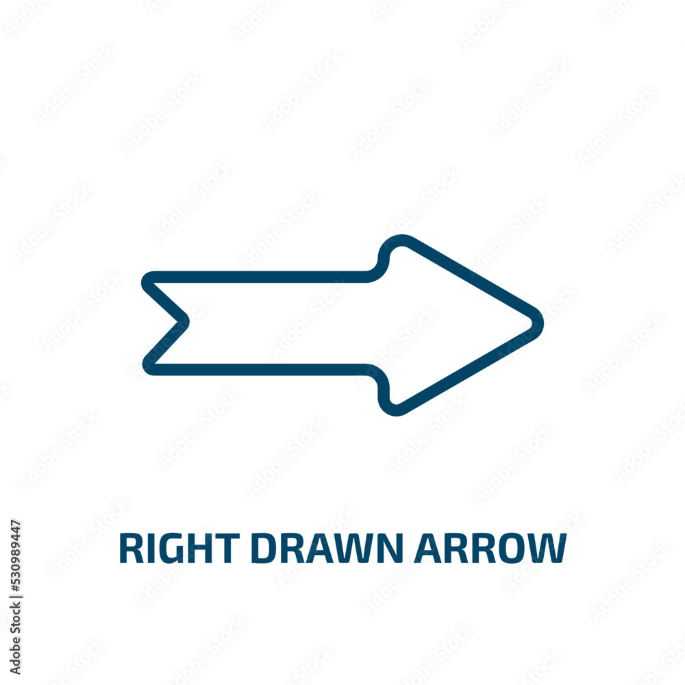 Poster right drawn arrow icon from user interface collection. thin linear right drawn arrow, direction, ink