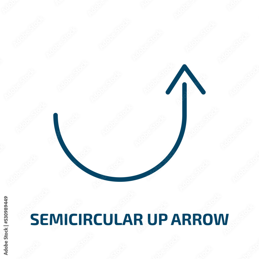 Poster semicircular up arrow icon from user interface collection. thin linear semicircular up arrow, up, ar