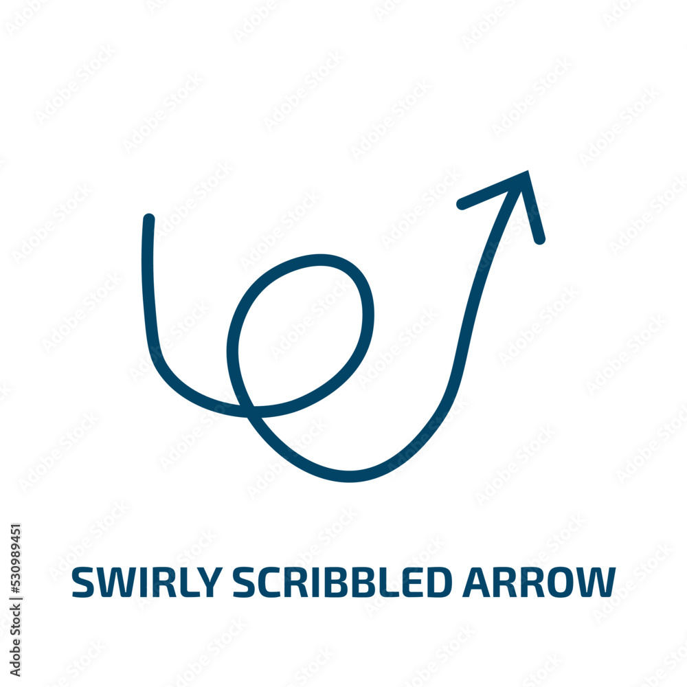 Poster swirly scribbled arrow icon from user interface collection. thin linear swirly scribbled arrow, arro