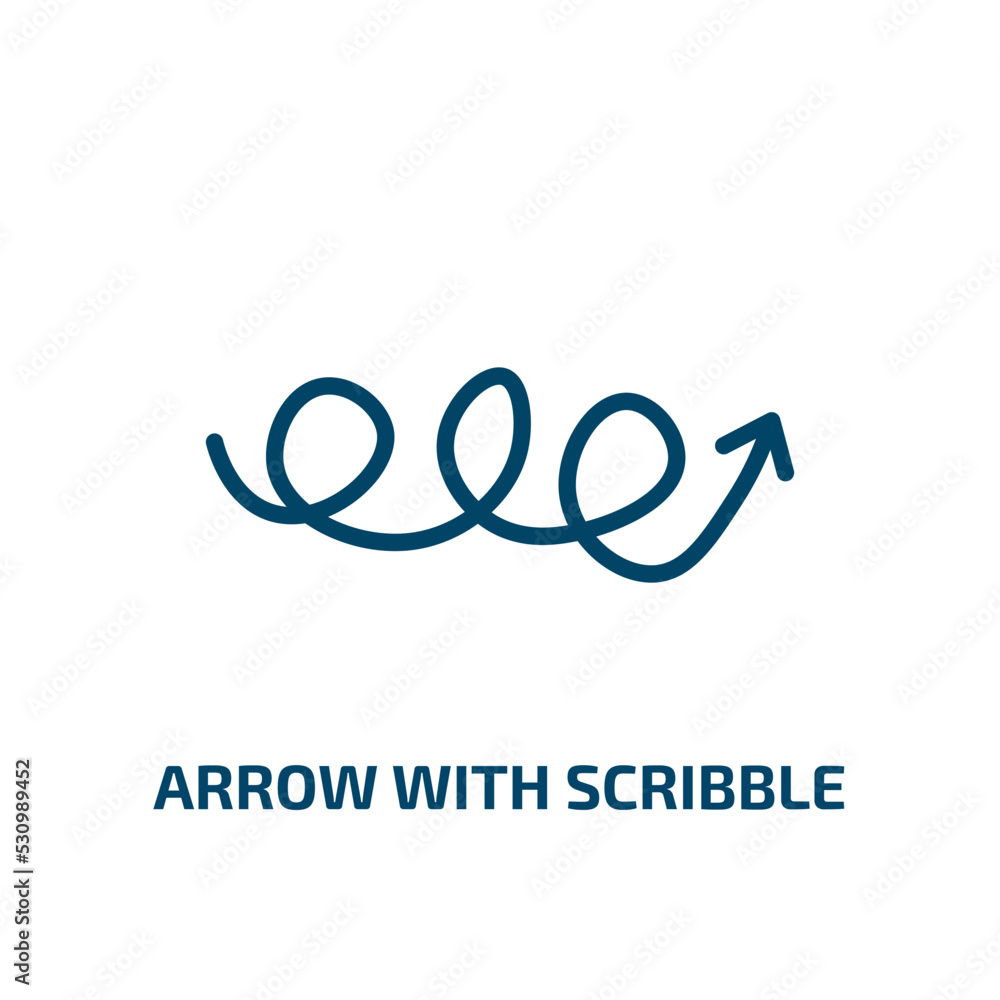 Poster arrow with scribble icon from user interface collection. thin linear arrow with scribble, arrow, scr