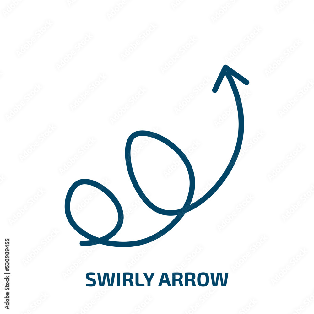 Poster swirly arrow icon from user interface collection. thin linear swirly arrow, next, arrows outline ico
