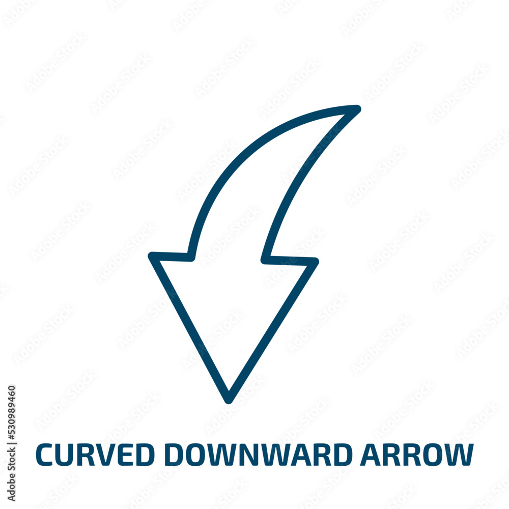 Poster curved downward arrow icon from user interface collection. thin linear curved downward arrow, pointe