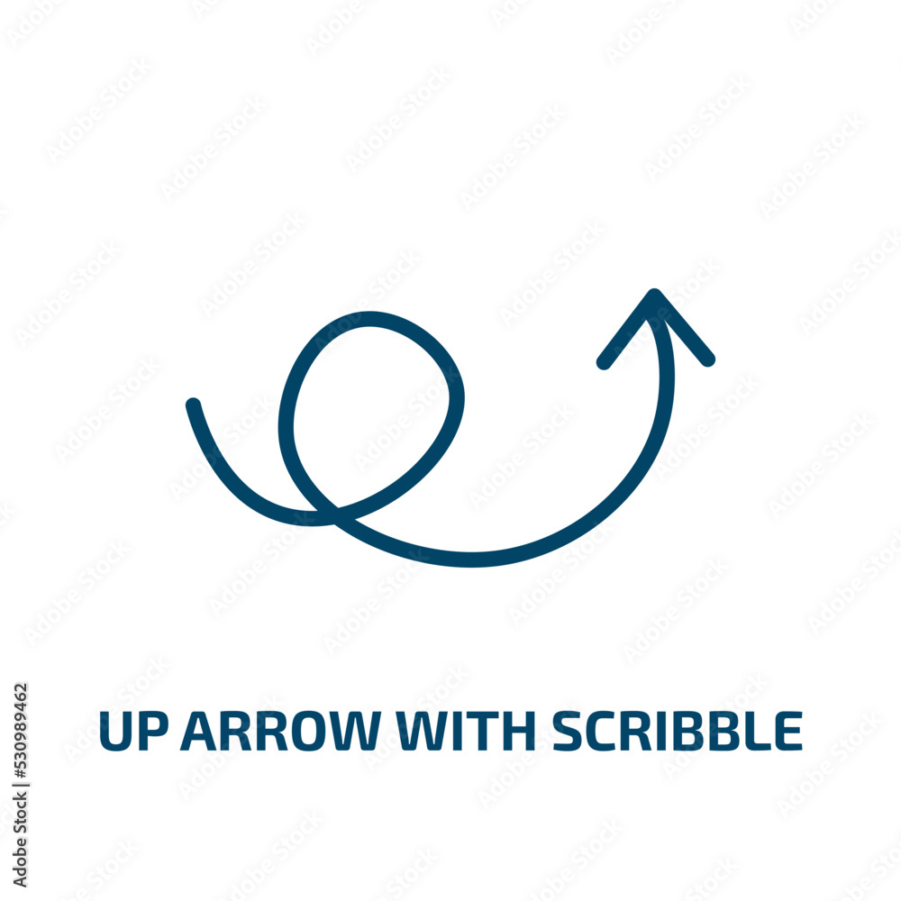 Poster up arrow with scribble icon from user interface collection. thin linear up arrow with scribble, up, 