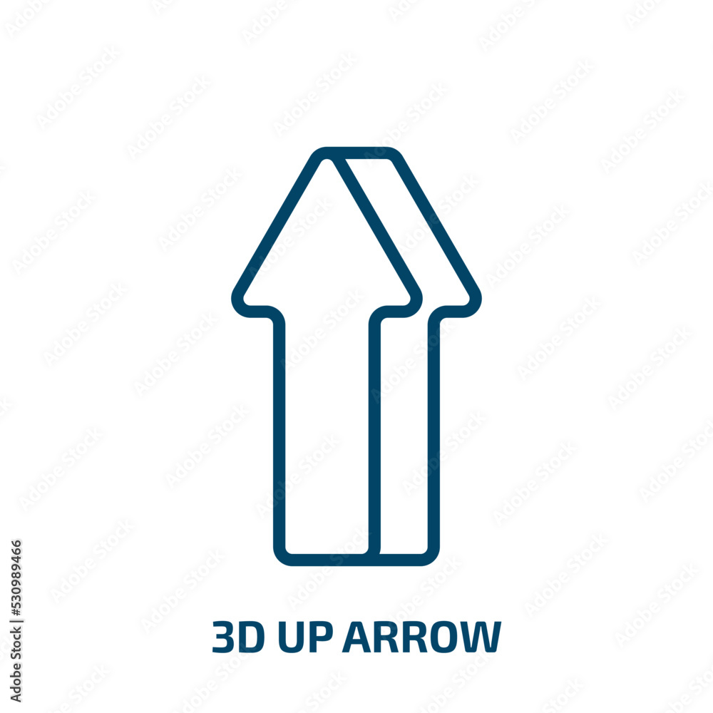 Poster 3d up arrow icon from user interface collection. thin linear 3d up arrow, arrow, up outline icon iso