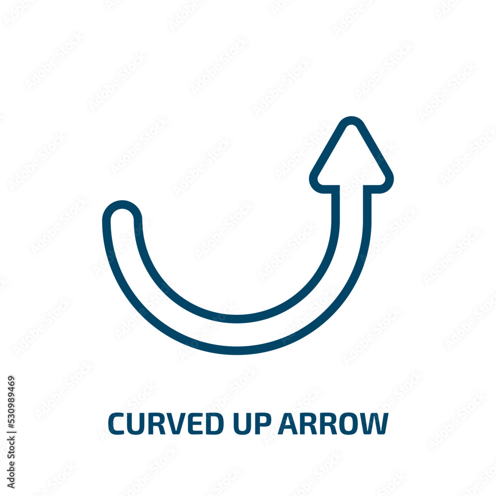 Poster curved up arrow icon from user interface collection. thin linear curved up arrow, arrow, curve outli