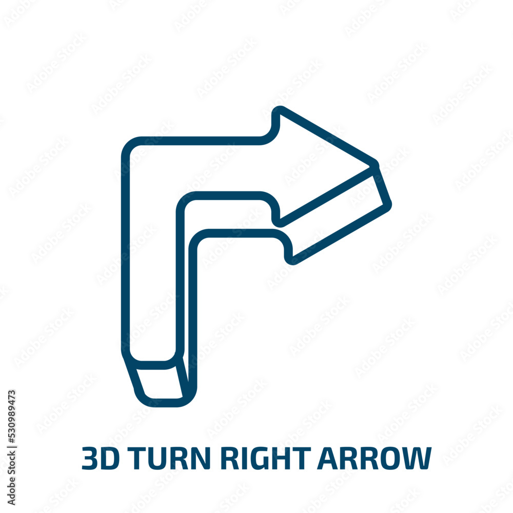 Poster 3d turn right arrow icon from user interface collection. thin linear 3d turn right arrow, arrow, tur