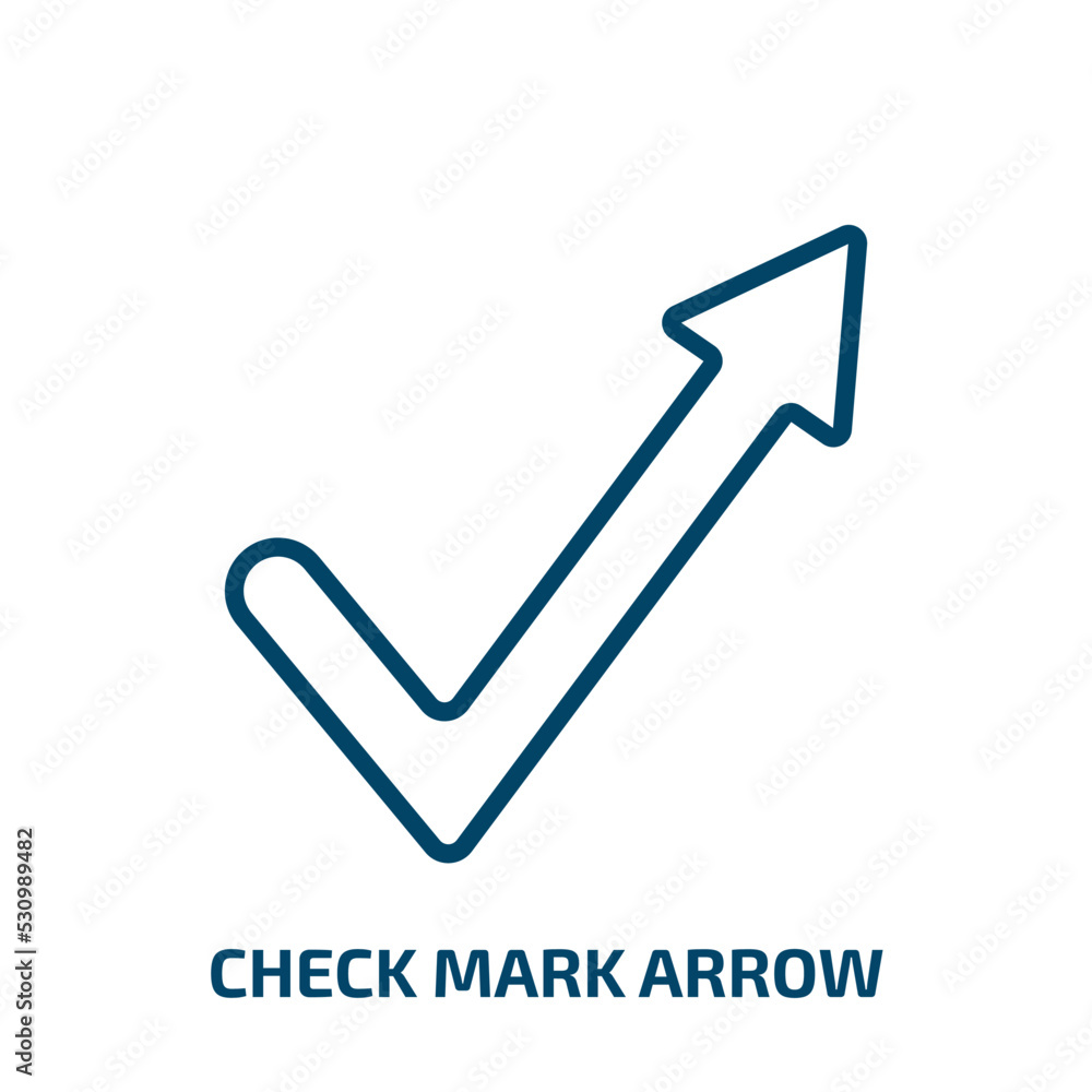 Poster check mark arrow icon from user interface collection. thin linear check mark arrow, arrow, check out