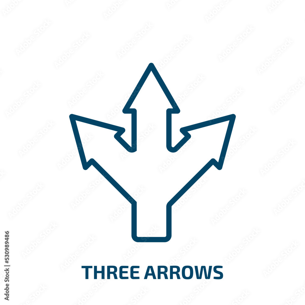 Poster three arrows icon from user interface collection. thin linear three arrows, arrow, three outline ico