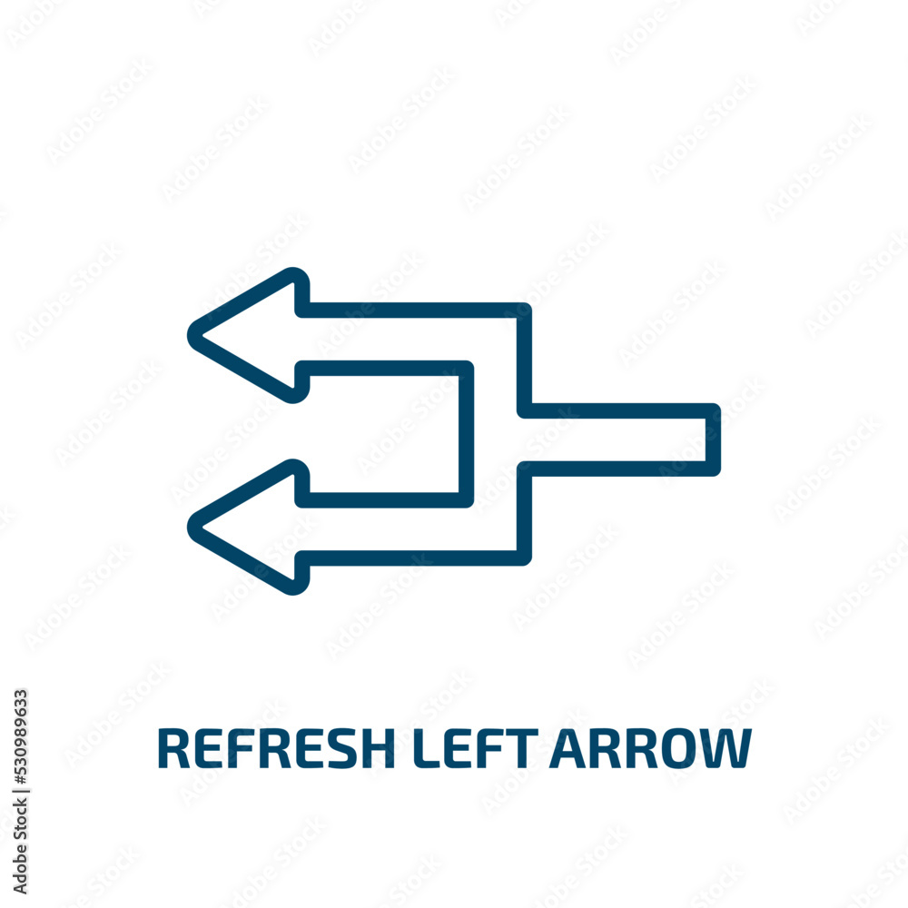 Poster refresh left arrow icon from user interface collection. Thin linear refresh left arrow, refresh, right outline icon isolated on white background. Line vector refresh left arrow sign, symbol for web
