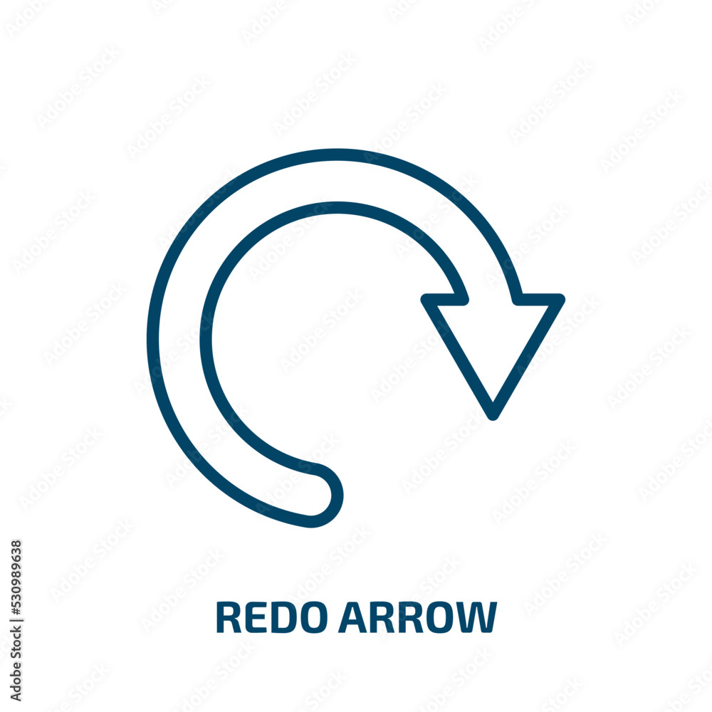Poster redo arrow icon from user interface collection. Thin linear redo arrow, arrow, pointer outline icon isolated on white background. Line vector redo arrow sign, symbol for web and mobile