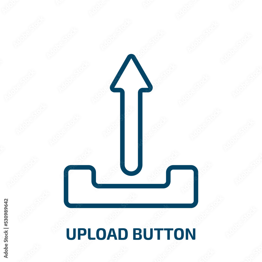 Poster upload button icon from user interface collection. thin linear upload button, upload, download outli