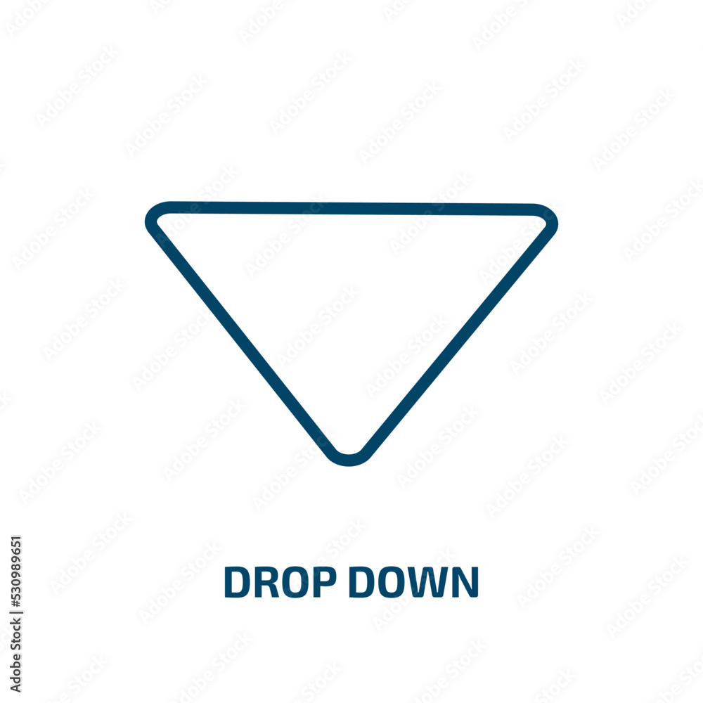 Poster drop down icon from user interface collection. thin linear drop down, down, drop outline icon isolat