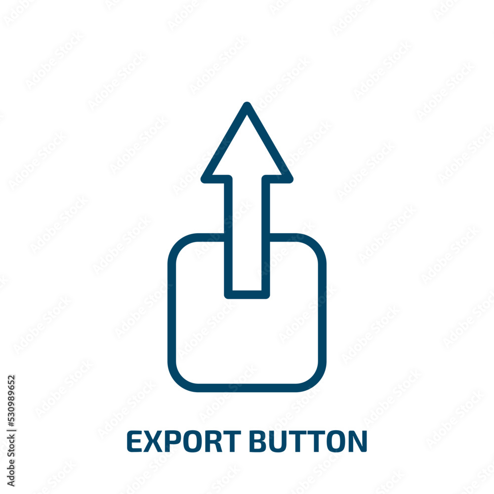 Poster export button icon from user interface collection. thin linear export button, export, document outli