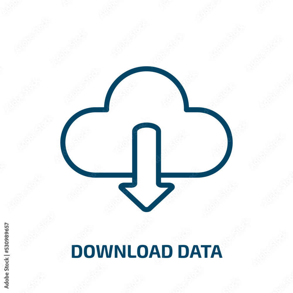 Poster download data icon from user interface collection. thin linear download data, data, download outline