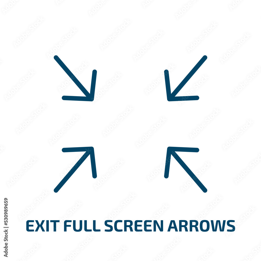 Poster exit full screen arrows icon from user interface collection. thin linear exit full screen arrows, sm