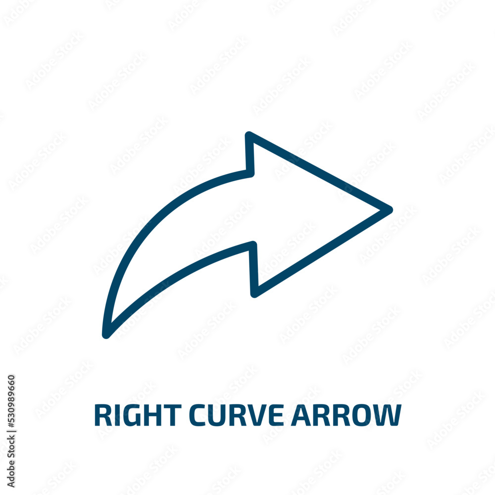 Poster right curve arrow icon from user interface collection. thin linear right curve arrow, arrow, up outl
